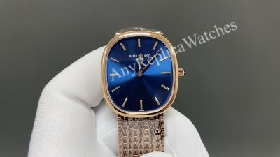 Patek Philippe 5738 Golden Ellipse 75g 34.5*39.5mm Cal.240 Movement Blue Face Watch